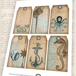 Nautical Tags, Nautical Decoration, Nautical Stencils, Printable Nautical Tags, Digital Tags, Anchor Gift Tags, Scrapbook Paper 001255 image 2