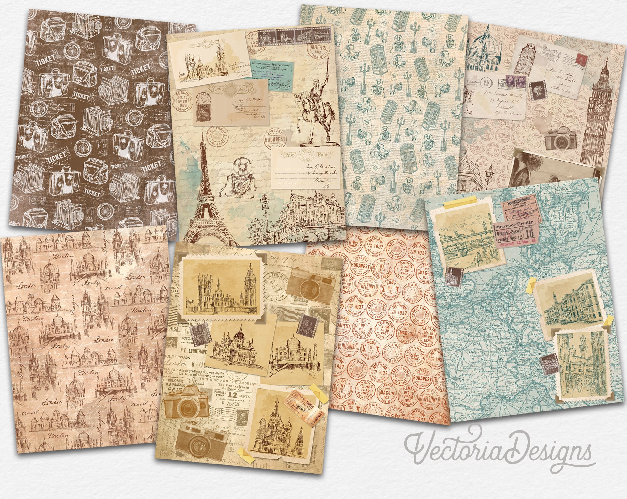 Capture My Travels Paper Pack Printable Paper Pack Digital | Etsy