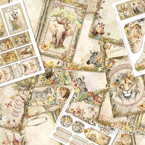 Kit diario spazzatura animali africani, kit diario spazzatura stampabile Savannah Abbellimenti Animali giornale spazzatura Kit artigianale 003058 immagine 2