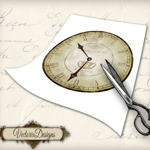 Printable Clocks Vintage Clock Images Clock Hands Printable Scrapbooking Paper Digital Download ...