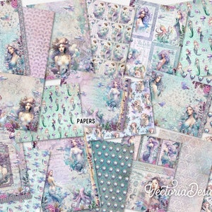 Mermaids Junk Journal Kit DELUXE Mermaid Realms Crafting Printables Kit ...