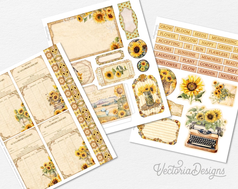 Sunflowers Junk Journal Kit, Sunflowers Printable Junk Journal Kit ...
