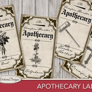 Vampire Hunting Kit, Halloween Labels Pack, Vampire Props, Halloween Printables, Digital Paper, Dracula Labels, Apothecary Props, 001694 image 3