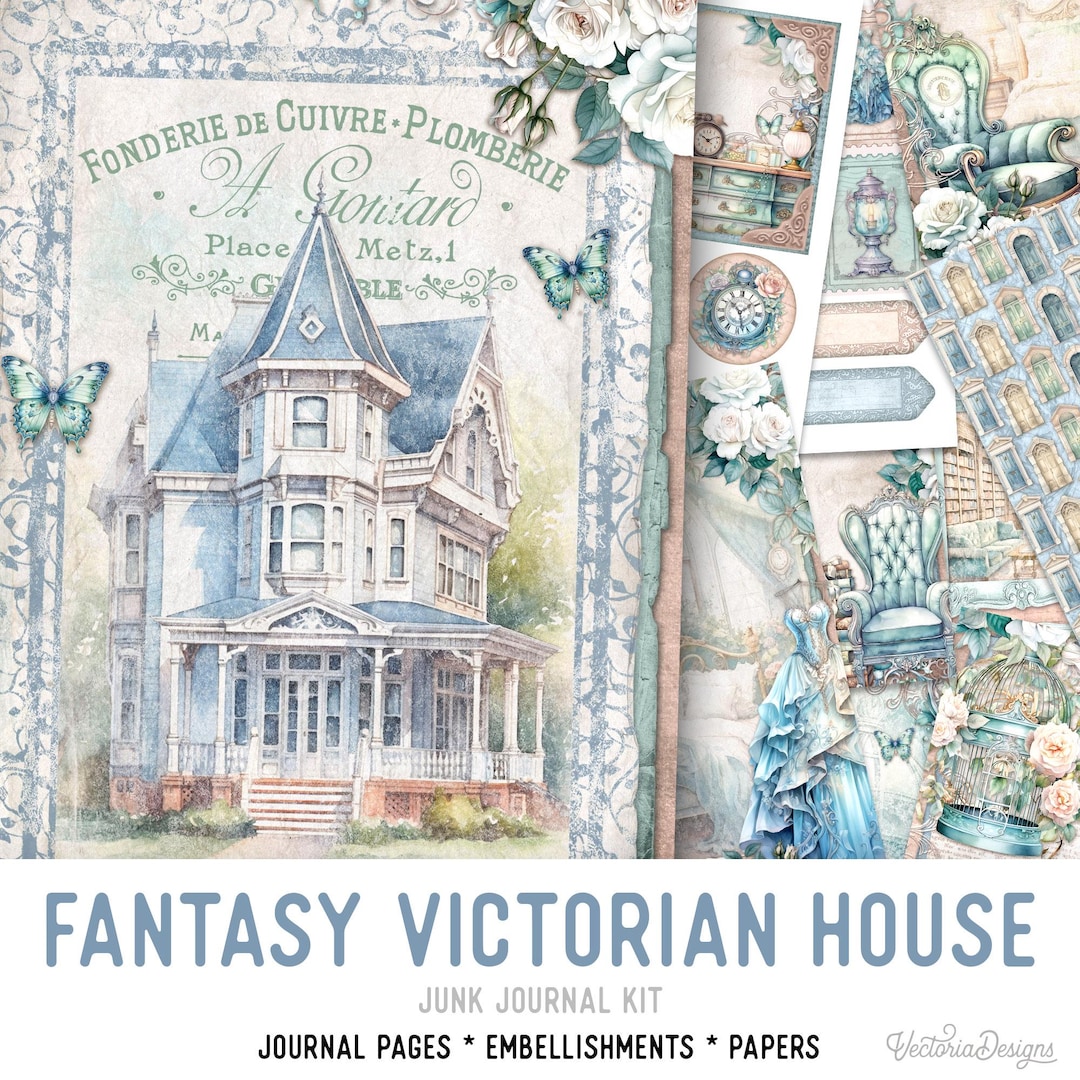 Fantasy Victorian House Junk Journal Kit, Victorian Printable Junk ...