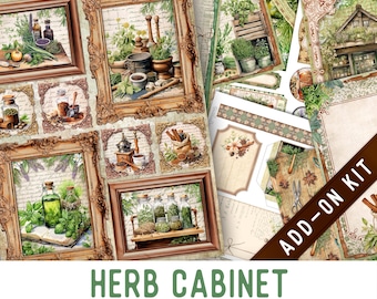 Herb Cabinet Junk Journal Kit ADD-ON, Printable Junk Journal Pages Journal Kit Craft kits Vintage Junk Journal 003766