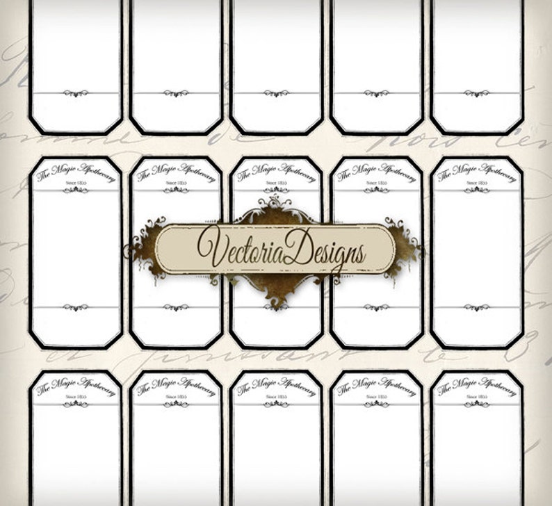 blank vintage apothecary jar labels printable black white ink etsy