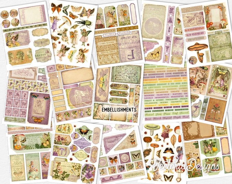 Fairy Woods DELUXE Crafting Printables Kit, Fairy Embellishments, Fairy Junk Journal, Fairies, Printable Journal, Journal Tutorial 002662 image 4