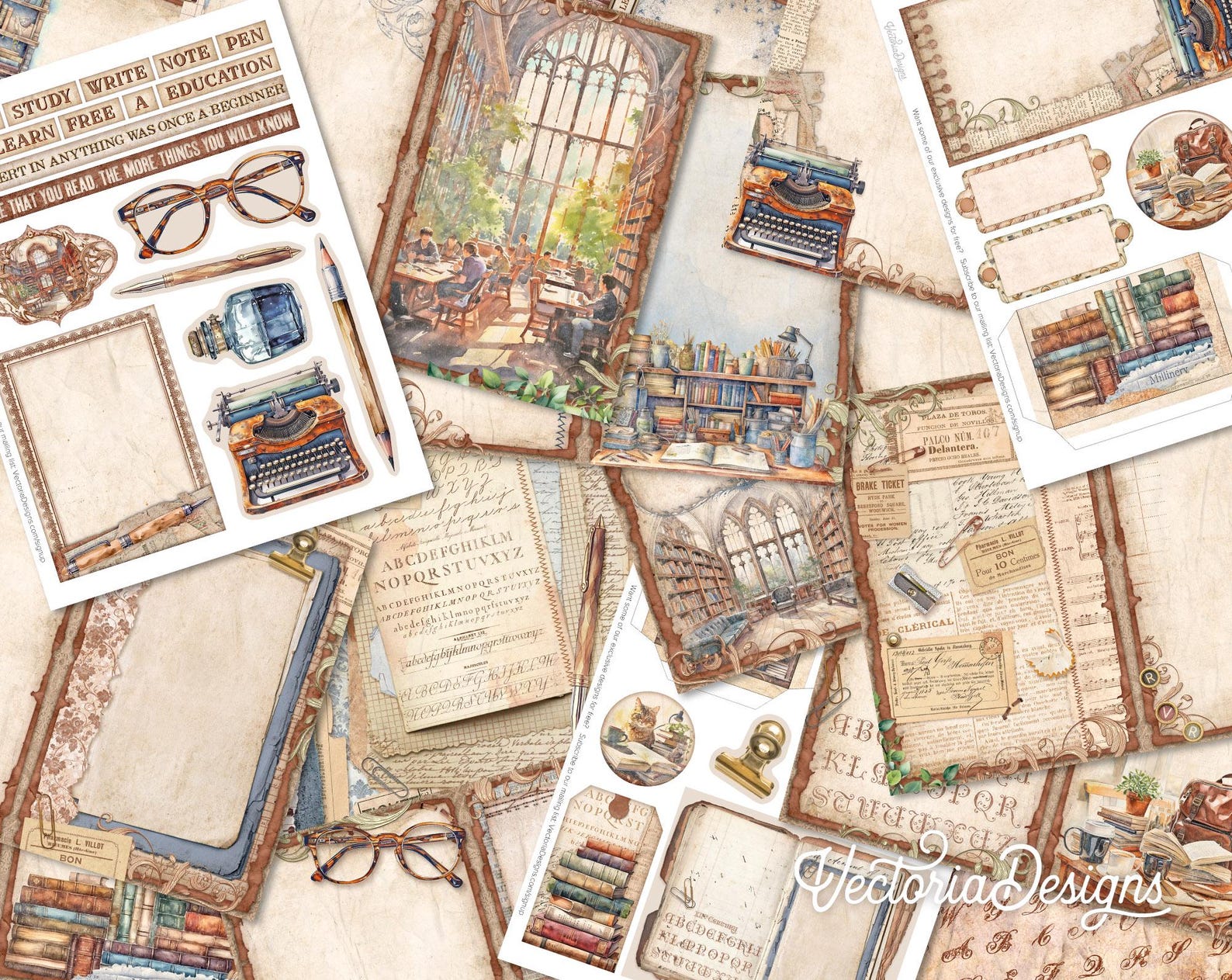 Class Notes Junk Journal Kit, College - Printable Pages for Crafting ...