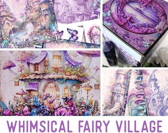 Feendorf Junk Journal Kit, Fairy Houses Crafting Printables Kit Verschönerungen Printable Paper Craft Kit Tutorial - 003150