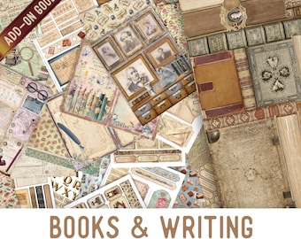 Books & Writing Goodie Bag, Junk Journal Pages, Papers, Junk Journal Printables, Junk Journal Supplies, Printable Junk Journal Kit - 003210