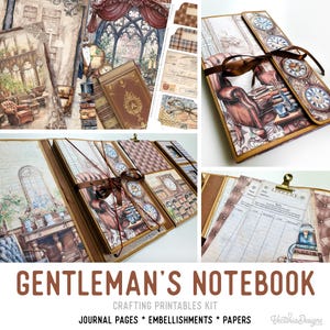 Gentleman's Notebook Junk Journal Kit, Gentleman Junk Journal Printables Kit Gentleman Embellishments Printable Paper Kit Tutorial 003262