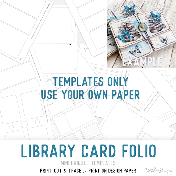 Libary Card Folio Templates Mini Folio Craft Kit Vacation Crafts Junk Journal Element Printable Craft kit Handmade Gift DIY Gift 002997
