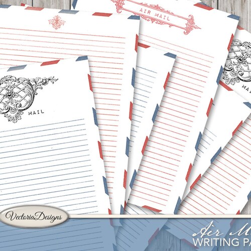Air Mail Paper Pack Printable Writing Paper Stationery - Etsy