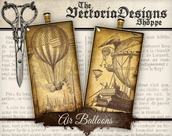 Air Balloon Images - Domino / 1 inch square / Scrabble Tile - printable hobby crafting instant download digital collage sheet - 000076