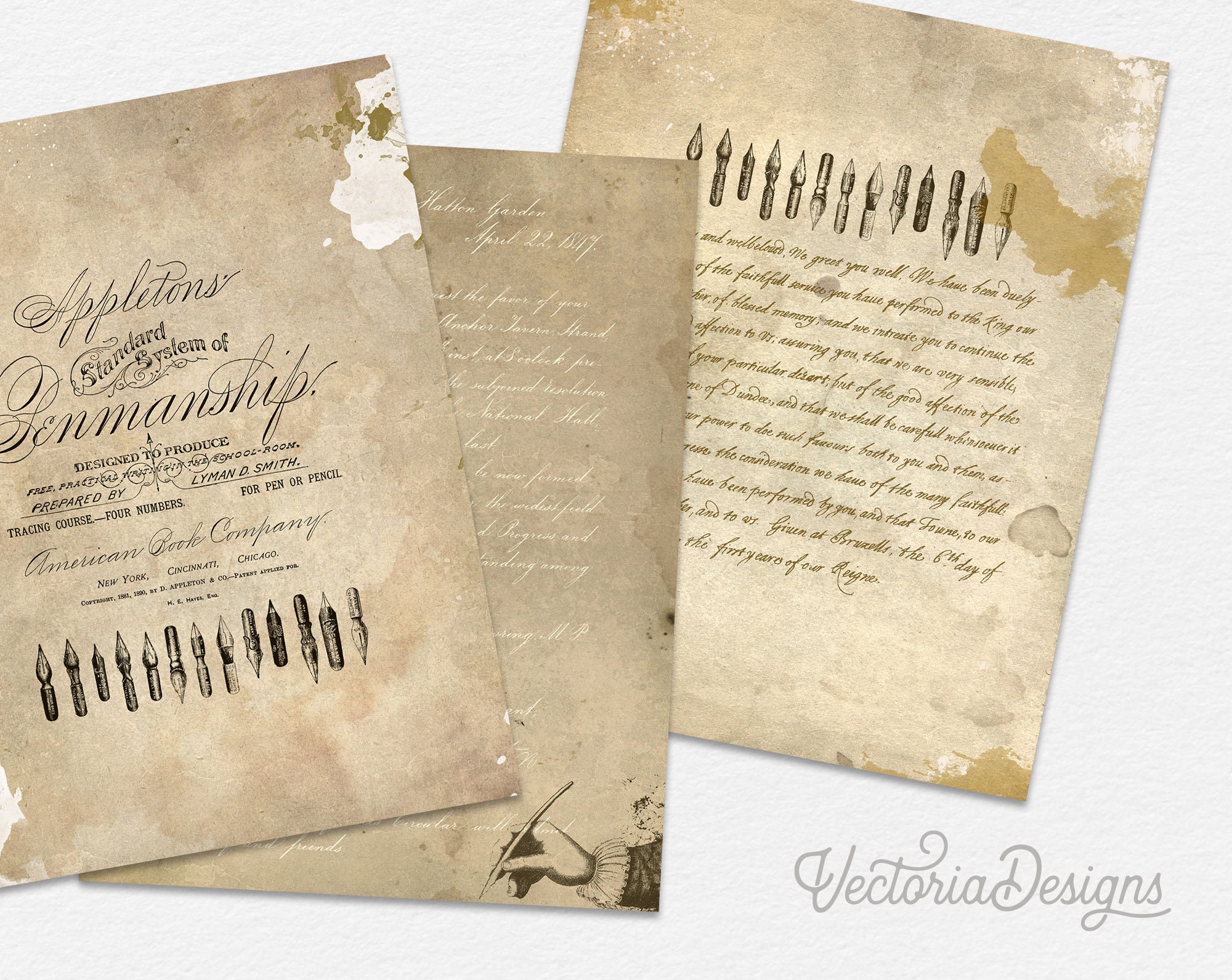 Writing Papers Shabby Decor Grunge Papers Background Paper Decorative Paper Vintage Style Papers Paper Craft Art Instant 001263