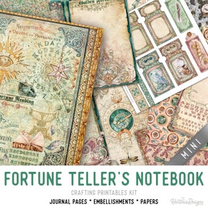 Fortune Teller's Notebook MINI Crafting Printables Kit Fortune Teller Junk Journal Embellishments Printable Paper Craft Kits DIY 002940