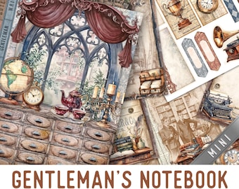 Gentleman's Notebook Junk Journal Kit MINI, Gentleman Crafting Printables Kit Gentleman Embellishments Printable Gentleman Paper Kit 003476