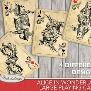 Large Alice In Wonderland Playing Cards, Alice In Wonderland Decor, Printable Cards, Digital Cards, Wonderland Art, Digital Prints 000603 image 5