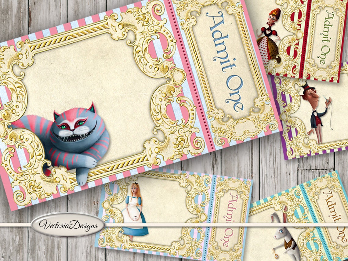 Alice in Wonderland Tickets Printable Party Tickets Admit One Etsy