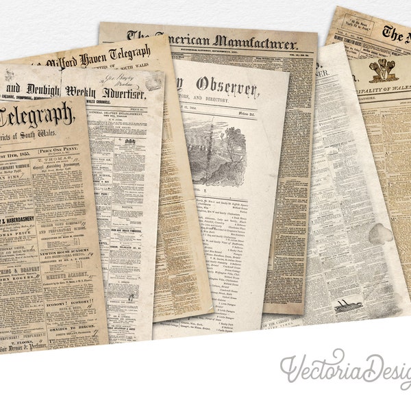 Newspaper Vintage, Newspaper Paper Pack, Printable Grunge Paper Pack, Background Paper, Instant Download, Grunge Paper Pack, DIY Kit 001565