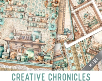 Creative Chronicles Junk Journal Kit MINI, Crafts Crafting Kit Printables Crafting Embellishments Printable Crafts Paper Craft 003644