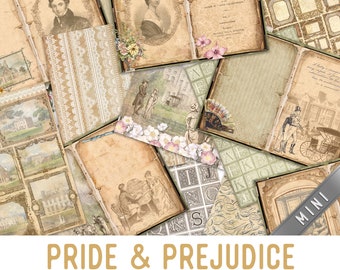 Pride and Prejudice Junk Journal Kit MINI Crafting Printables Kit Jane Austen Junk Journal Kit Journal Supplies Embellishments 003081