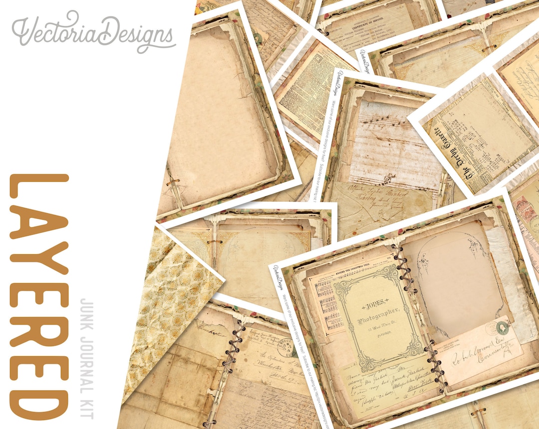 Layered Junk Journal Kit, Printable Junk Journal, Digital Journal Kit ...