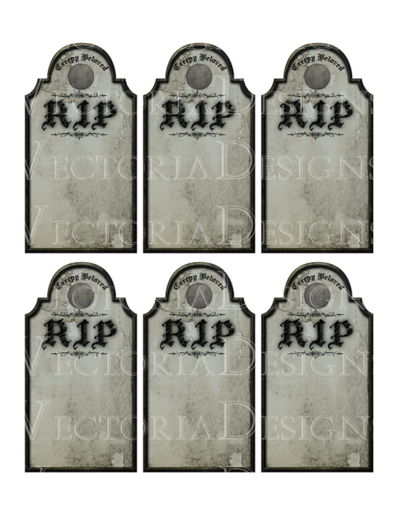 Halloween Tombstone tags decor printable paper craft art hobby | Etsy