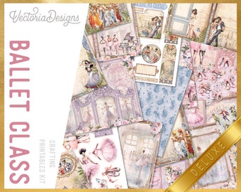 Ballet Class Junk journal Kit DELUXE Crafting Printables Kit Ballet Junk Journal Ballet Embellishments Ballet Paper Ballet Craft Kits 003055