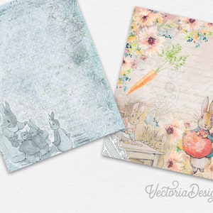 Peter Rabbit Paper Pack, Beatrix Potter, Digital Paper, Printable Paper Scrapbooking, Digital Wrapping Paper, Junk Journal Printable 001806 image 3