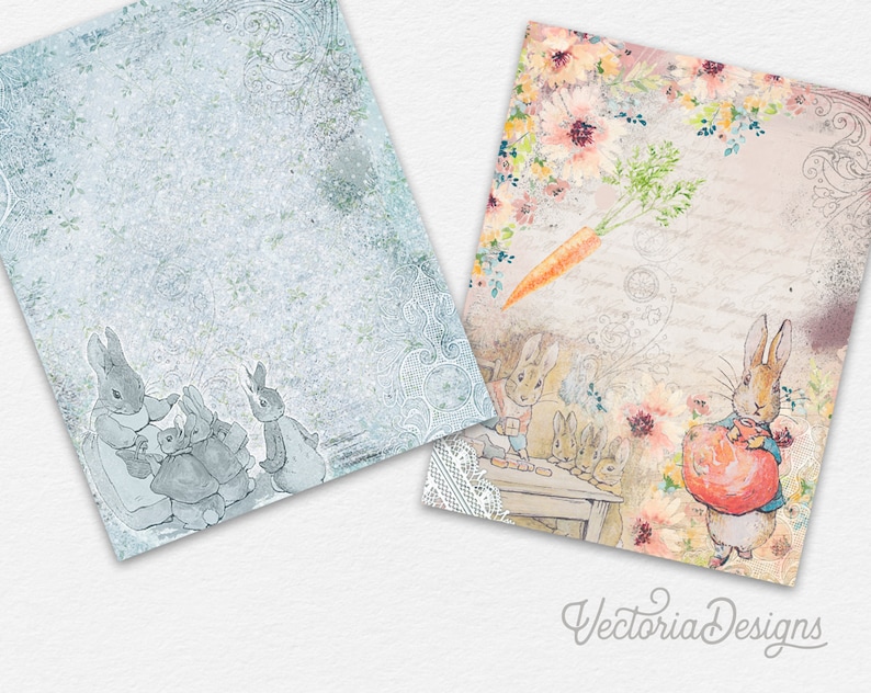 Peter Rabbit Paper Pack, Beatrix Potter, Digital Paper, Printable Paper Scrapbooking, Digital Wrapping Paper, Junk Journal Printable 001806 image 3