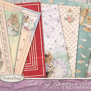Tales Of Beatrix Potter 8.5 x 11 Inch Paper Pack, Journal Pages Printable, Digital Paper, Scrapbook Paper, Digital Peter Rabbit 001921