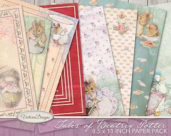 Tales Of Beatrix Potter 8.5 x 11 Inch Paper Pack, Journal Pages Printable, Digital Paper, Scrapbook Paper, Digital Peter Rabbit 001921