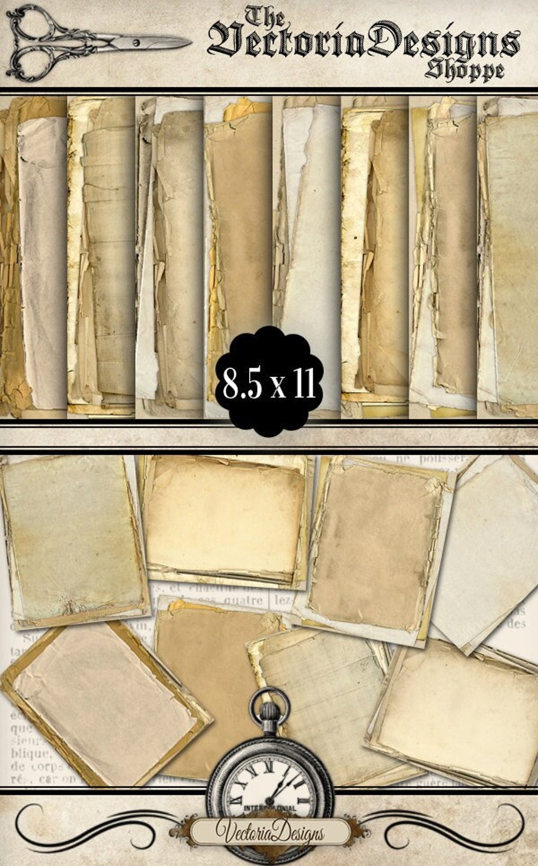 Stacked Paper Pack, Bookmaking Paper, Digital Paper Pack, Printable Paper Pack, Decorative Paper