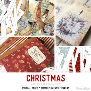 Kerst Mega Junk Journal Project Pack, Kerstmis in juli Crafting Kit, afdrukbaar papier ambacht, Junk Journal, zomer kerstdecor 002003