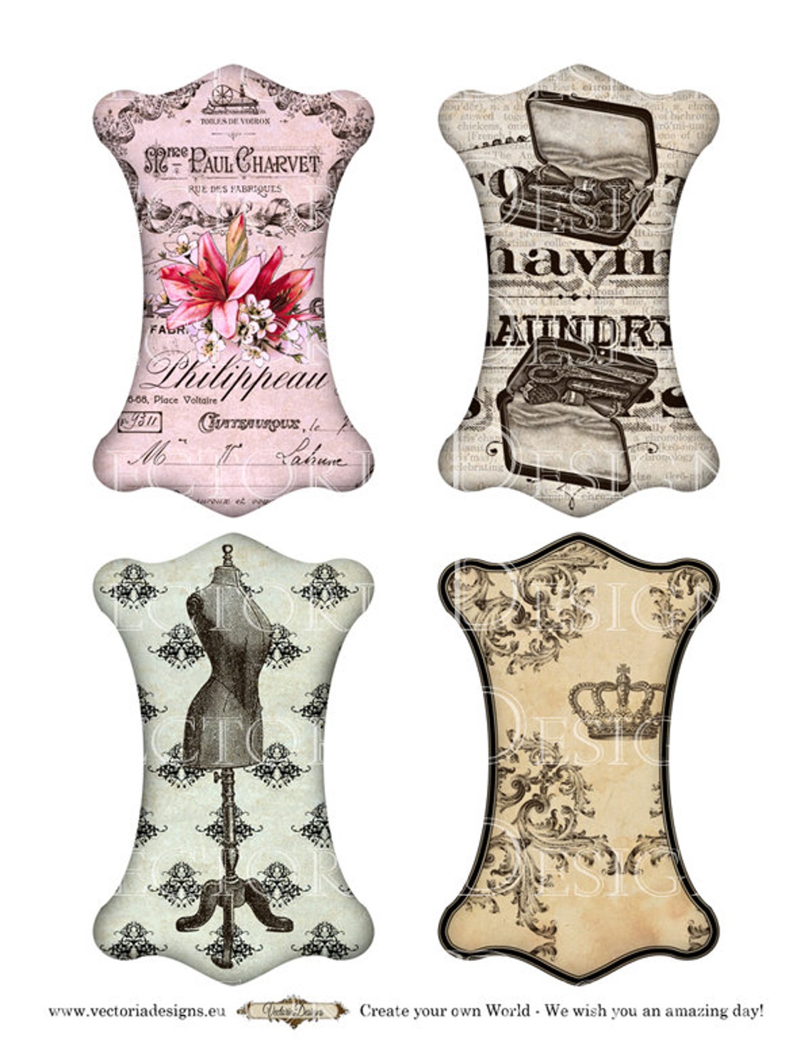 Ribbon and Lace Holders Printable Images Instant Download Etsy