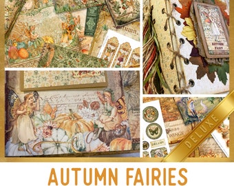 Autumn Fairies Junk Journal Kit DELUXE, Fairy Crafting Printables Kit Fairy Junk Journal Embellishments Paper Craft Kits DIY Tutorial 003131