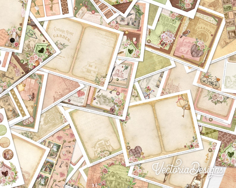 Journal cottage confortable, imprimables de planificateur vintage, kit de journal indésirable, journal éphémère, journal de scrapbooking, journal Cottagecore 002237 image 2