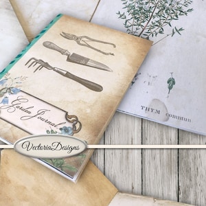 Garden Journal Kit, Printable Junk Journal Pages, Vintage Junk Journal Papers, Gardening Decoration, Digital Garden Journal Download 001369