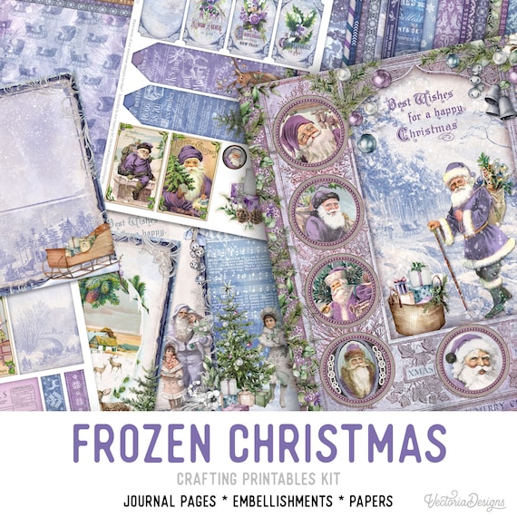 Frozen Christmas Junk Journal Kit (Standard) - Printable Craft Kit with Journal Pages, Embellishments & Papers -r 002692