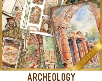 Archeology DELUXE Junk Journal Kit, Archeology Crafting Printables Archeology Embellishments Printable Archeology Paper Junk Journal 003635