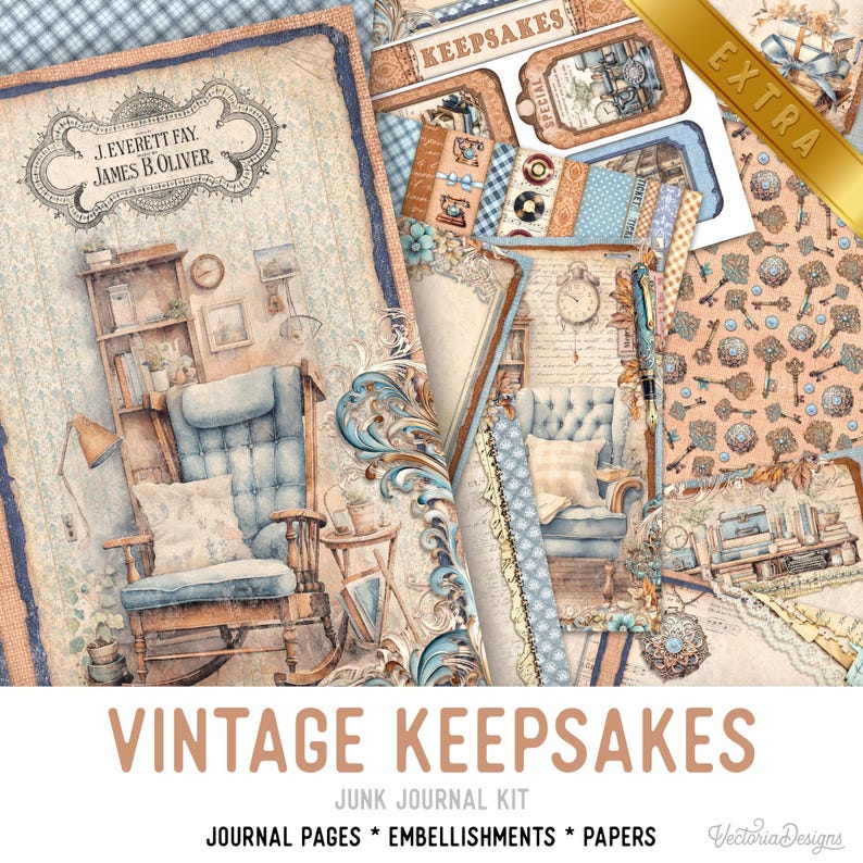 Vintage Ephemera Junk Journal Kit With Tutorial DELUXE Version - 003870 ...