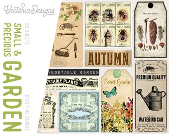 Garden Printable Crafting Bundle, Small & Precious Garden Paper Kit, Digital Journal Kit, Garden Labels, Garden Tags, Garden Envelope 001752