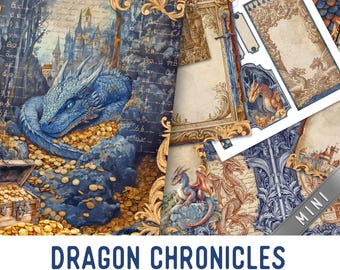 Dragon Chronicles Junk Journal Kit MINI, Dragon Crafting Printables Dragon Embellishments Dragon Paper Dragon Junk Journal Dragon - 003866