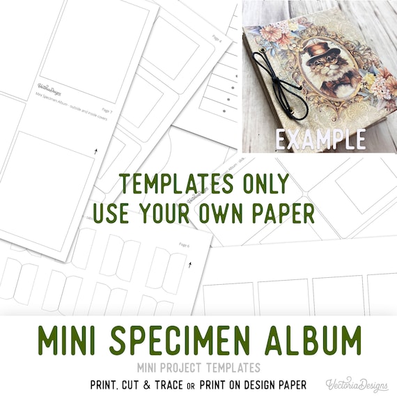Mini Specimen Album, Printable Templates, DIY Craft Kit - 003108