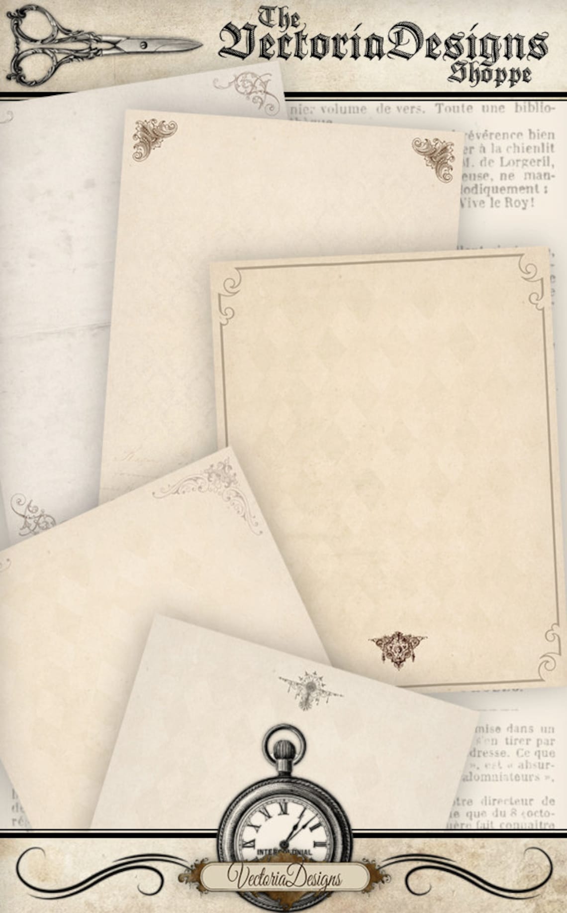 Vintage Stationery Paper Letter Writing Paper Printable Etsy