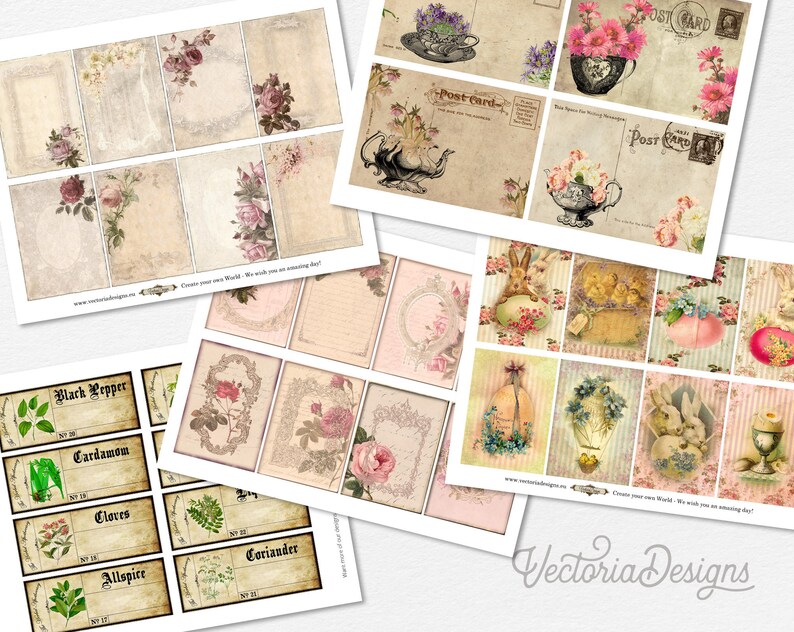 Mega Spring Bundle, Printable Paper, Scrapbook Journal, Mega Crafting Bundle, Collage Sheets, Spring Decoration Bundle, Ephemera 001739 image 3