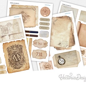Librarian's Office Embellishment Sheets Journal Embellishments Library Printable Crafting Ephemera Ephemera Scrapbook Supplies 002843
