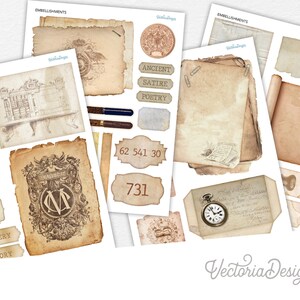 Librarian's Office Embellishment Sheets Journal Embellishments Library Printable Crafting Ephemera Ephemera Scrapbook Supplies Kit 002843