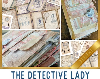 Detective Lady DELUXE Crafting Printables Kit, Vintage Junk Journal, Detective Embellishments, Detective Craft Kits, Journal Tutorial 002901